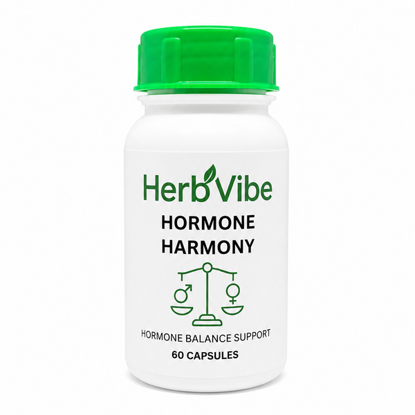 HerbVibe Hormone Harmony supplement bottle on a white background