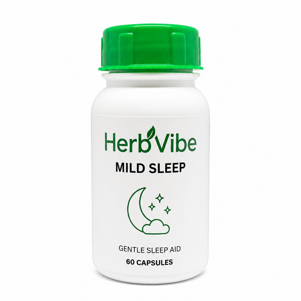 HerbVibe mild sleep aid bottle on a white background