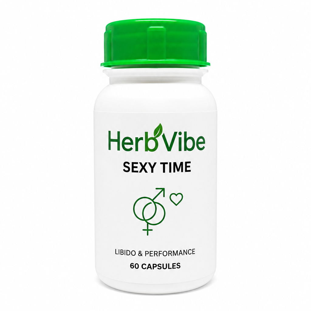 HerbVibe Sexy Time supplement bottle on a white background