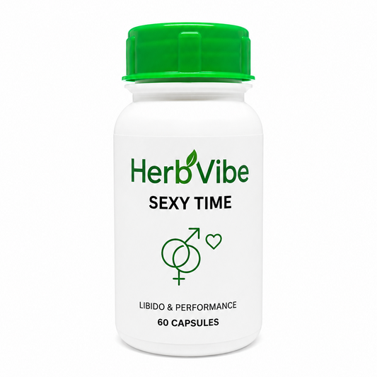HerbVibe Sexy Time supplement bottle on a white background