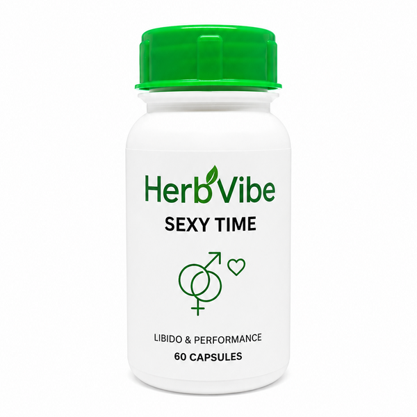 HerbVibe Sexy Time supplement bottle on a white background